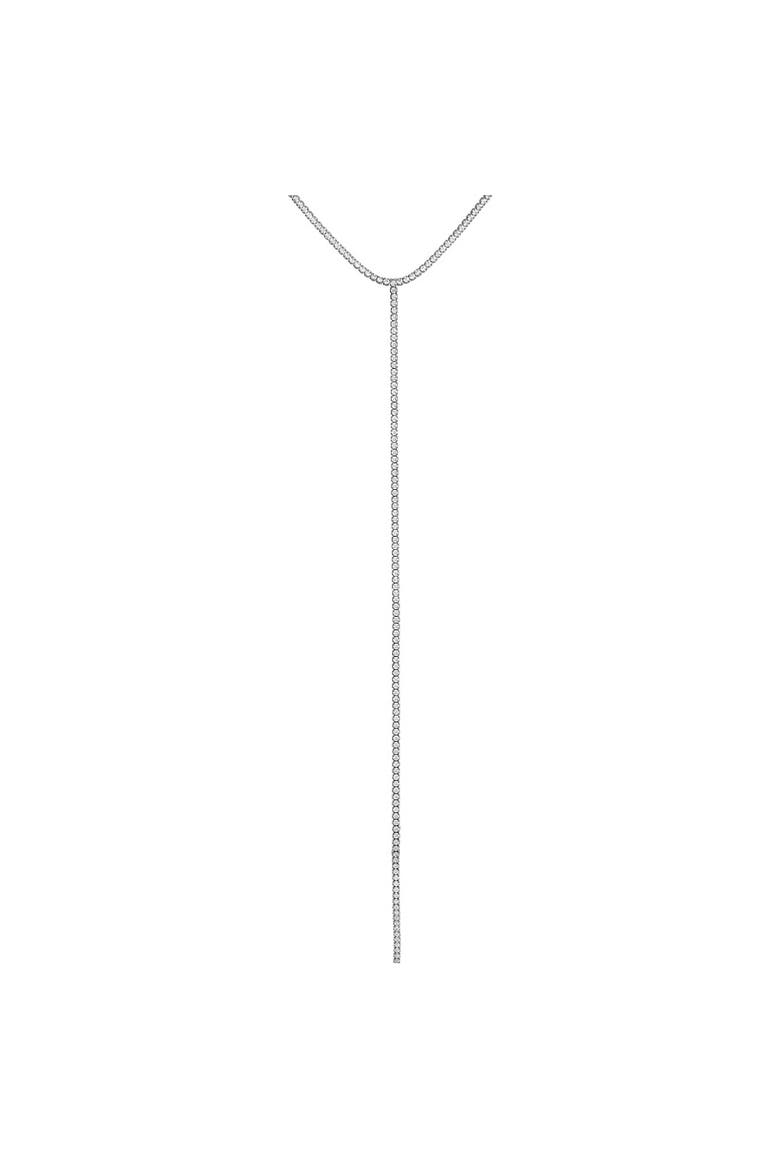 CZ Tennis Lariat Necklace, Main, color, Silver