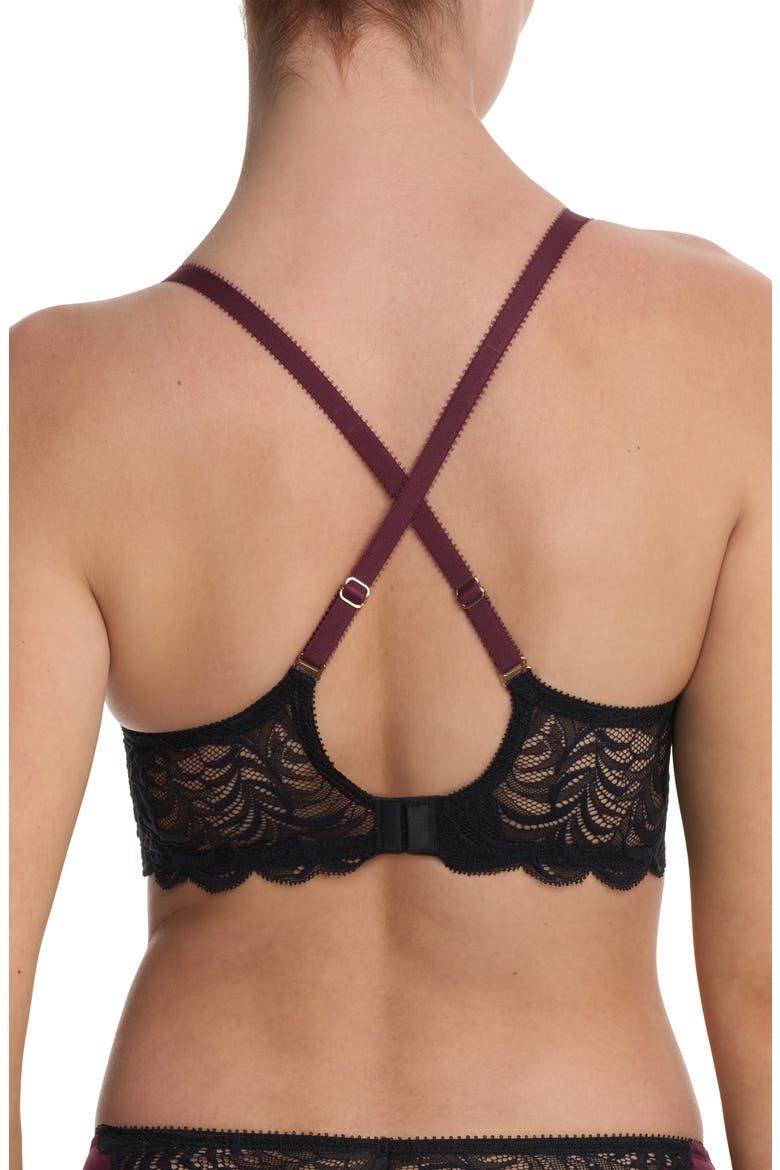 Persuasion Lace Convertible Plunge T-Shirt Bra, Alternate, color, ROYAL FIG/ BLACK