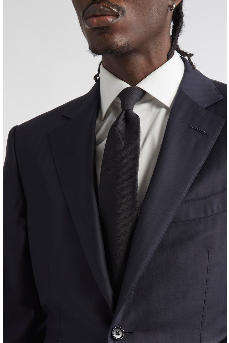O'Connor Herringbone Stripe Wool & Silk Suit, Alternate, color, NAVY