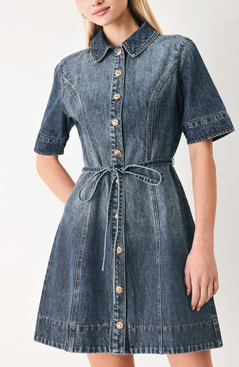 FREEMARKET Short Sleeve Denim Minidress, Alternate, color, Indigo