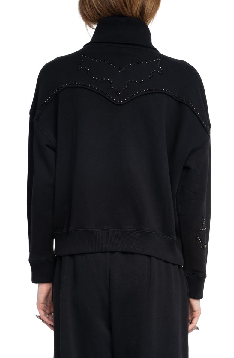 Zadig & Voltaire Milly Studded Patch Zip Sweatshirt, Alternate, color,