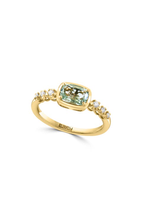 Green Amethyst & Diamond Ring - 0.13ct.