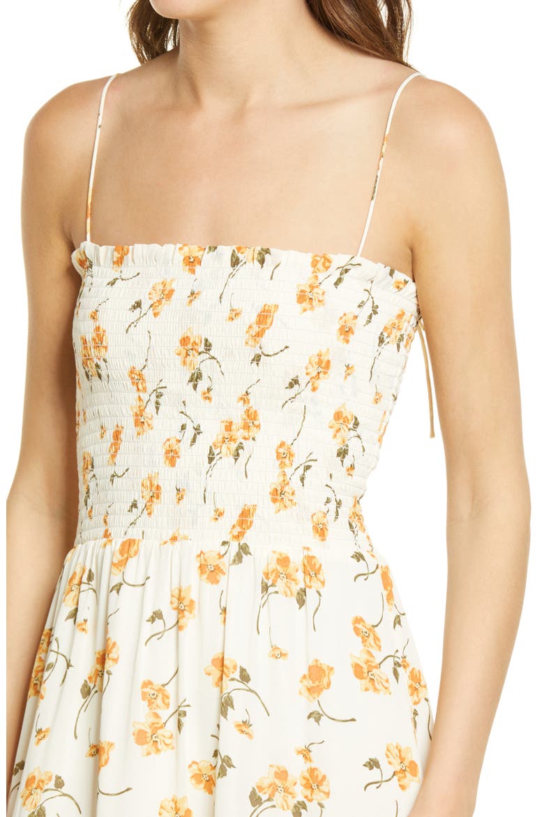 Sable Smocked Bodice Midi Dress, Alternate, color, LIMONADA