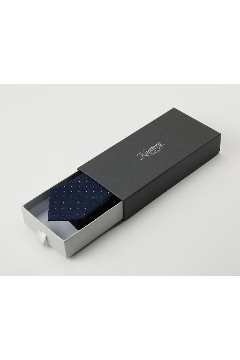 Seigaiha Silk Jacquard Tie, Alternate, color, Navy