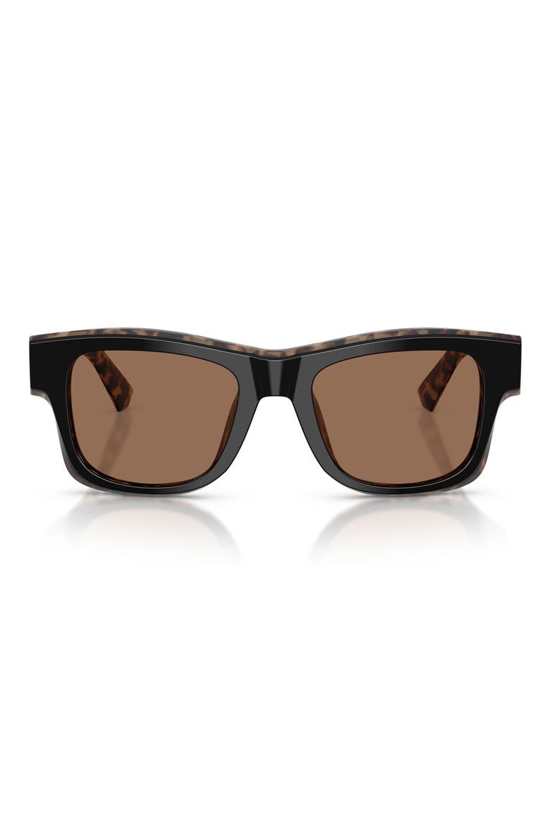 52mm Square Sunglasses, Main, color, BLACK ON RED HAVANA / BROWN
