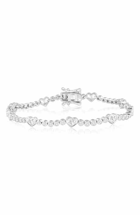 Sterling Silver Cubic Zirconia Heart Bracelet