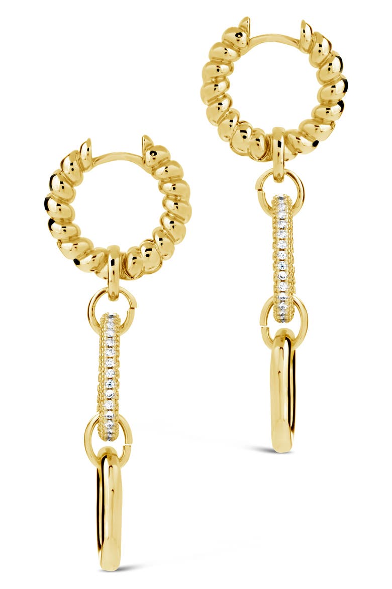 Andi CZ Drop Hoop Earrings, Alternate, color, GOLD