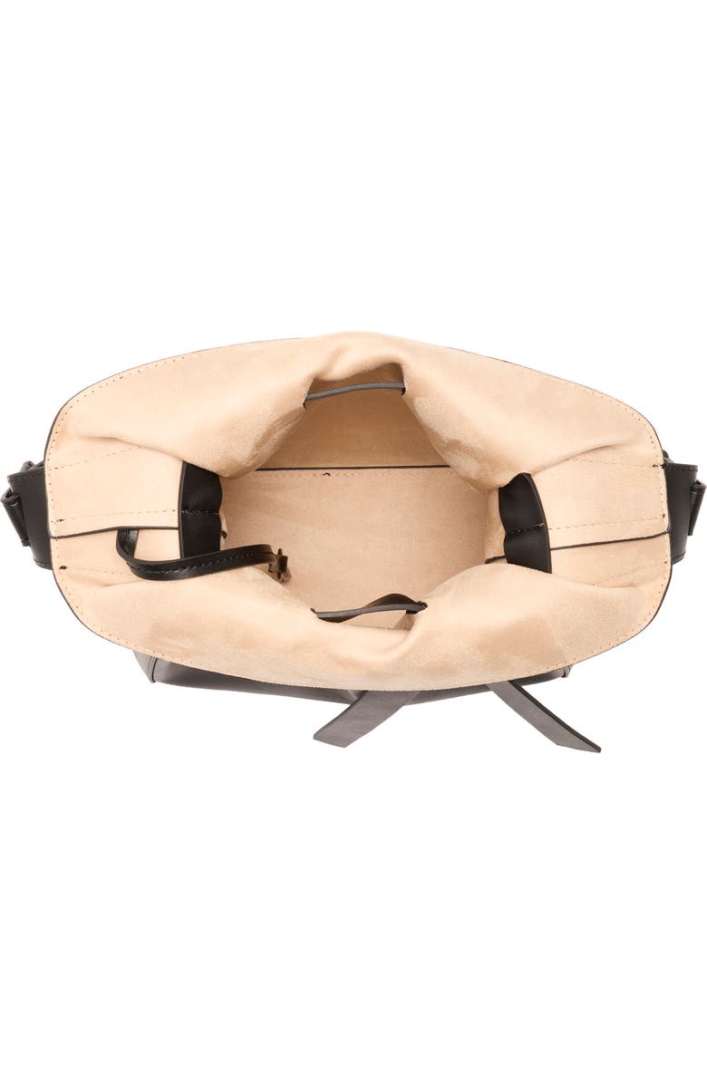 BCBG Knotted Faux Leather Bucket Bag, Alternate, color, Black