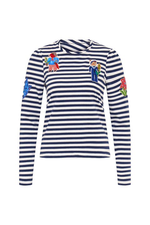 Striped Jersey T-Shirt With Application