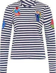 Maison Common Striped Jersey T-Shirt With Application