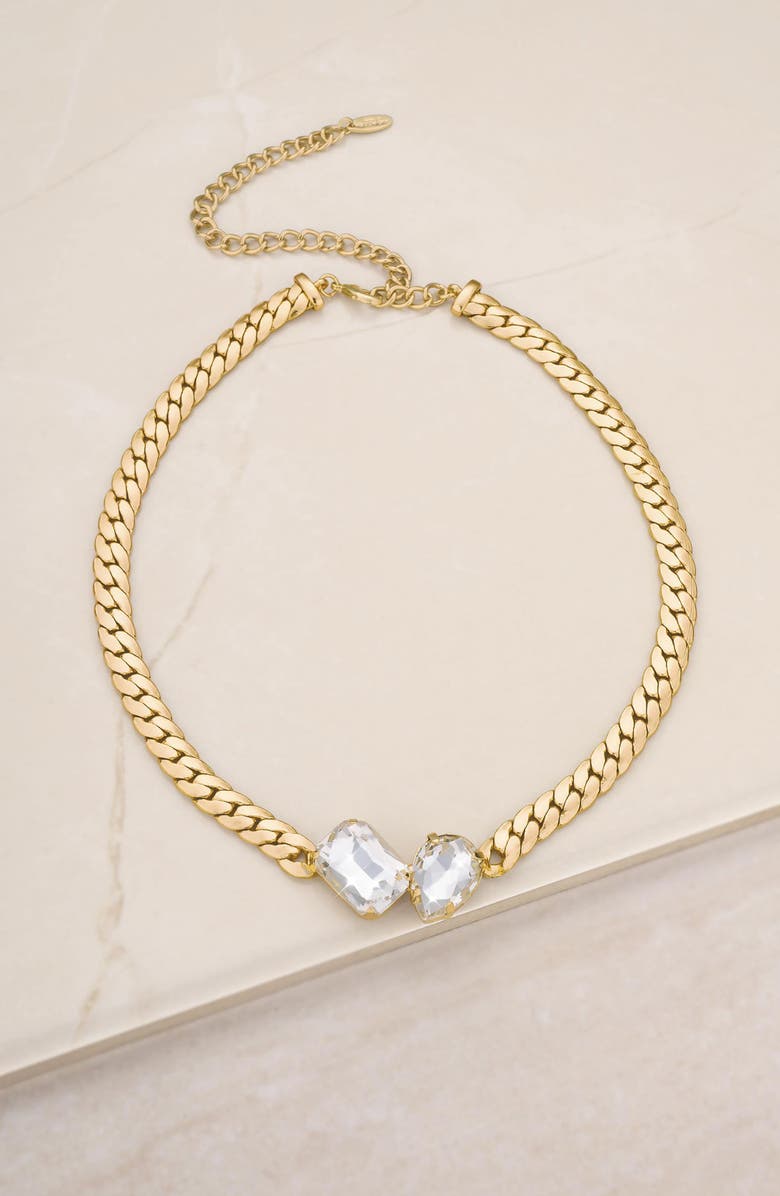 Ettika Crystal Collar Necklace, Alternate, color, Gold