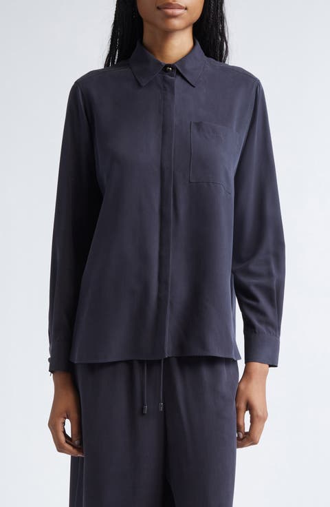 Silk Crêpe de Chine Button-Up Shirt