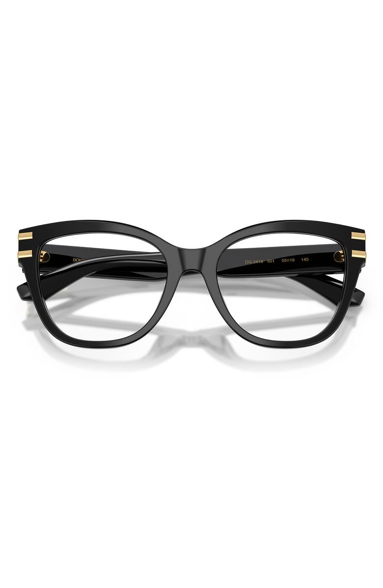 Dolce&Gabbana 53mm Butterfly Optical Glasses, Alternate, color, Black