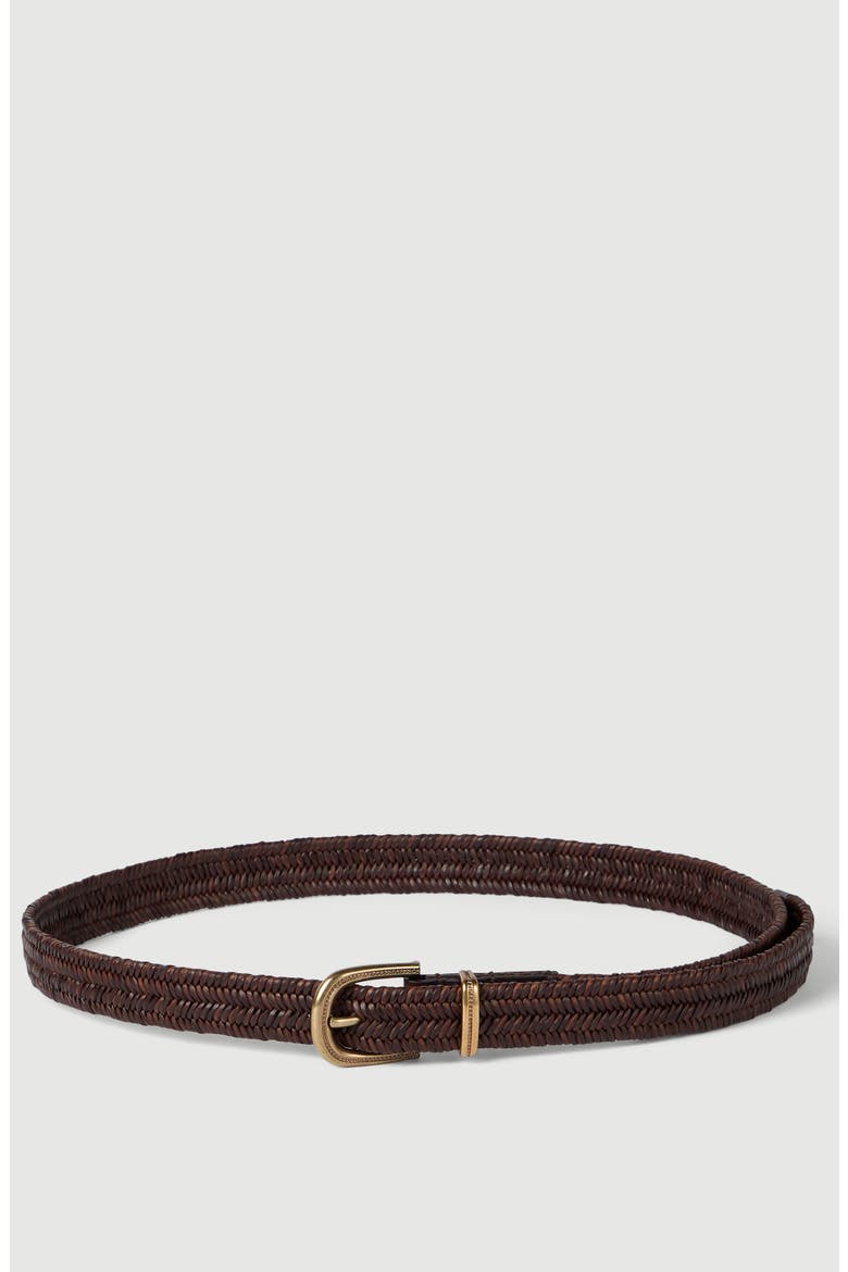 Stretch braided leather belt, Main, color, Honey
