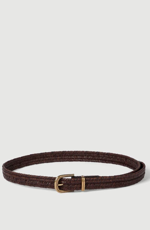 Stretch braided leather belt
