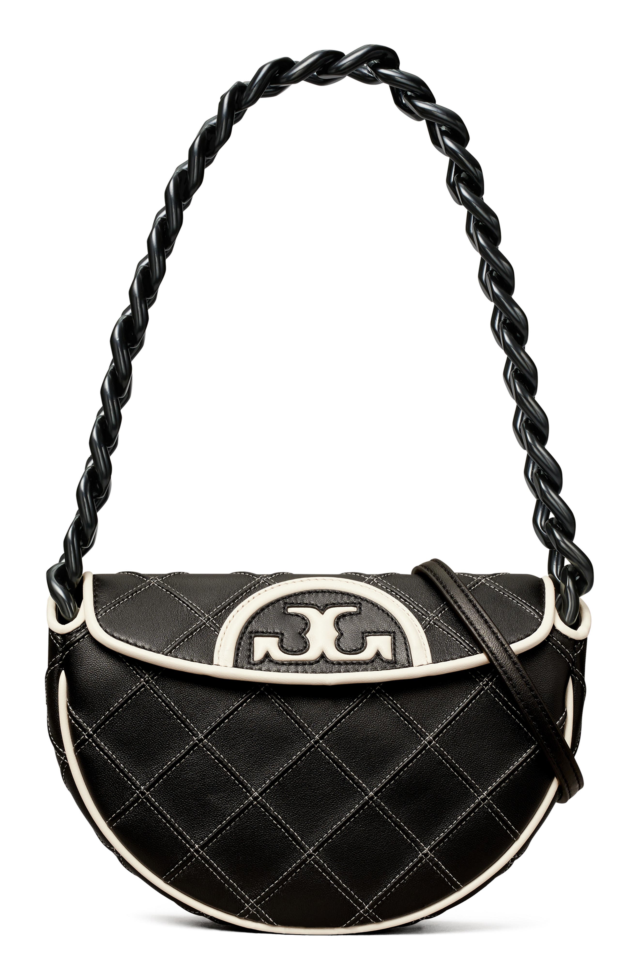 Tory Burch Mini Fleming Soft Crescent Shoulder Bag, Main, color, 