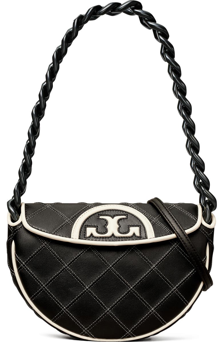 Tory Burch Mini Fleming Soft Crescent Shoulder Bag, Main, color,