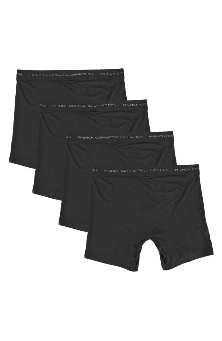 French Connection Mens 4-Pack Modal Boxer Brief, Alternate, color, Black