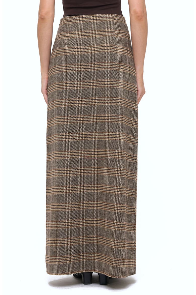 Plaid Front Slit Maxi Skirt, Alternate, color, MOCHA PLAID