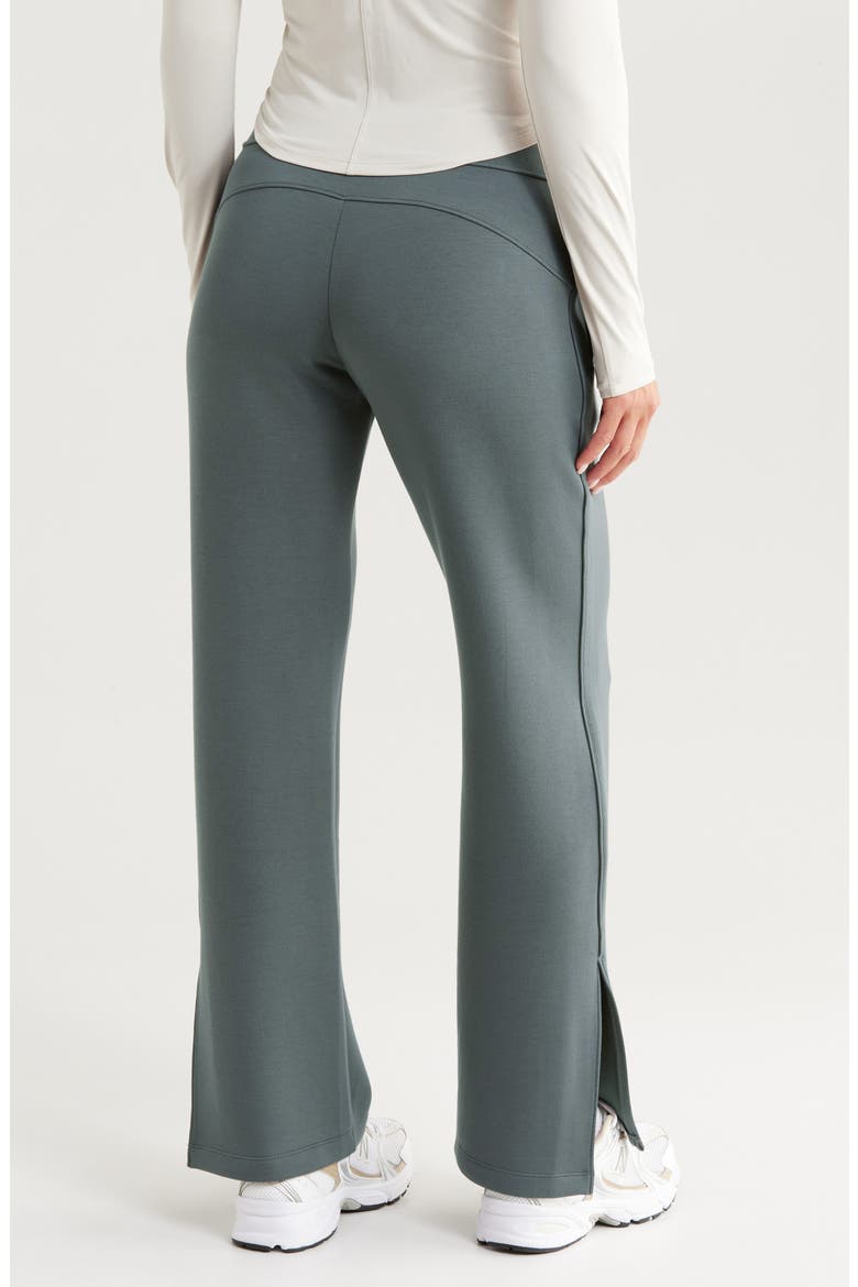 Level Set Straight Leg Slit Hem Track Pants, Alternate, color, GREEN URBAN