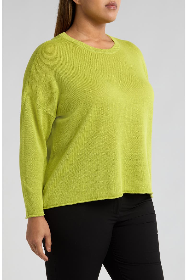 Organic Linen & Organic Cotton Sweater, Alternate, color, CHARTREUSE