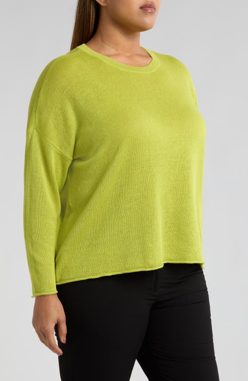 Eileen Fisher Petite Crewneck Linen T-shirt In Chartreuse