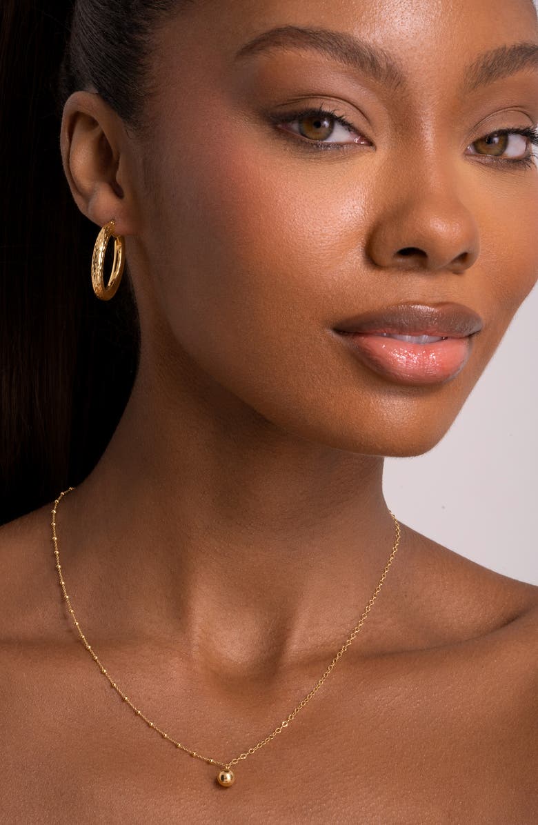 Bony Levy 14K Gold Medium Textured Hoop Earrings, Alternate, color, 14K Yellow Gold