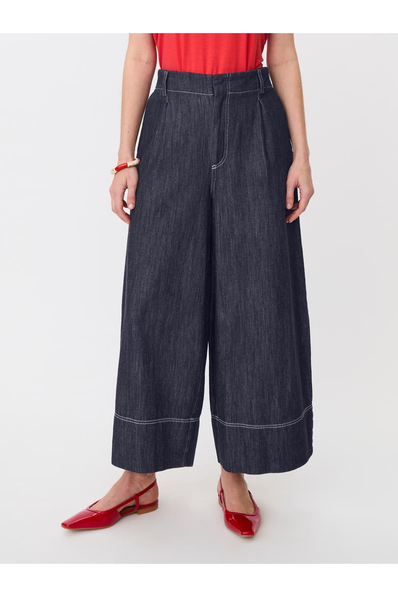 High-Rise Wide-Leg Cropped Jeans, Main, color, Dark Denim