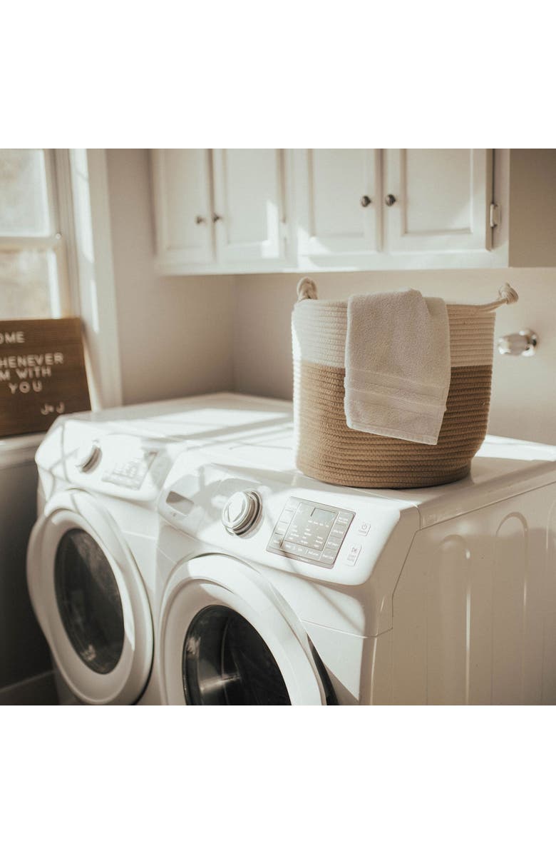 Parker Baby Co. Rope Storage Basket, Alternate, color, Brown And White