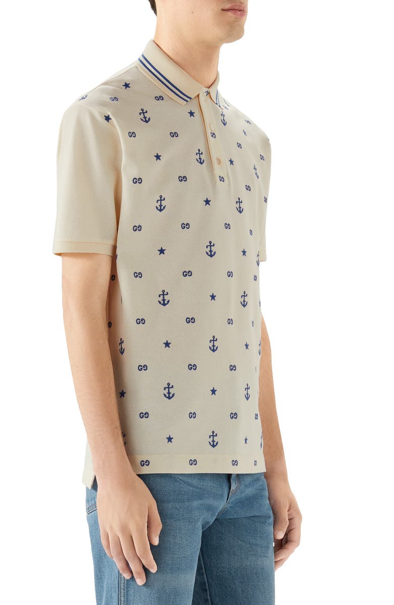 Gucci Anchor Embroidered Piqué Polo, Alternate, color,