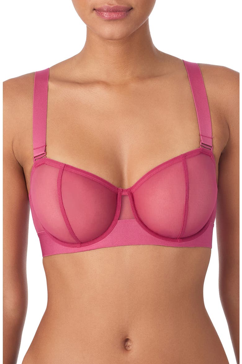 Sheers Strapless Underwire Bra, Main, color, DARK ROSE