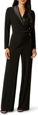 Adrianna Papell Satin Lapel Tuxedo Jumpsuit