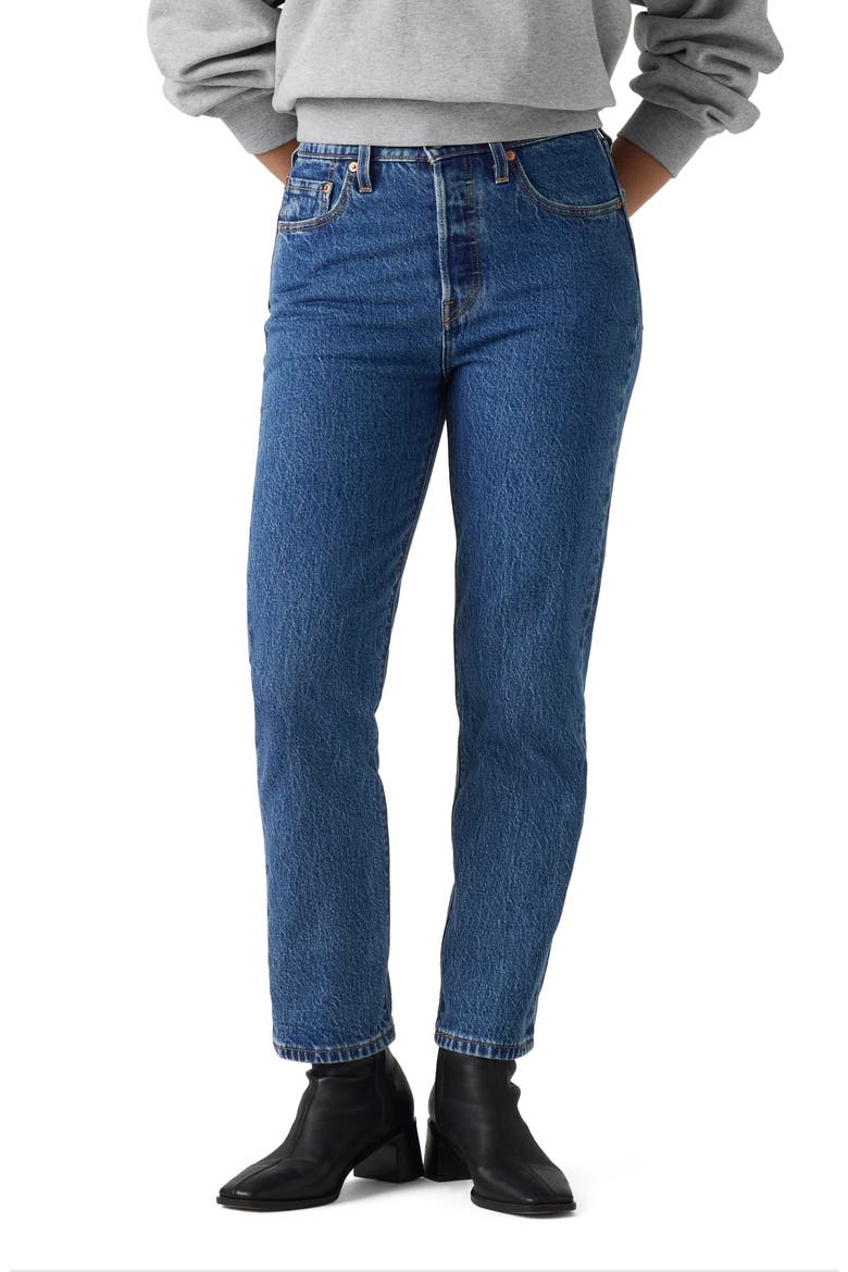 501® High Waist Crop Straight Leg Jeans, Main, color, LISTEN TO YOURSELF T2