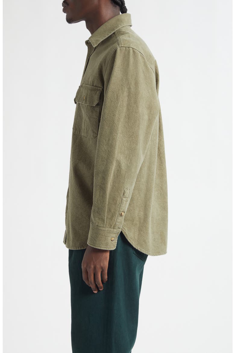 Washed Cotton Canvas Button-Up Shirt, Alternate, color, MOSS