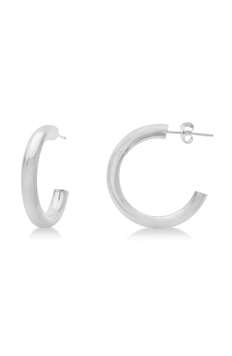ALLUREZ Small Open Hoop Earrings 14k, Main, color, White Gold