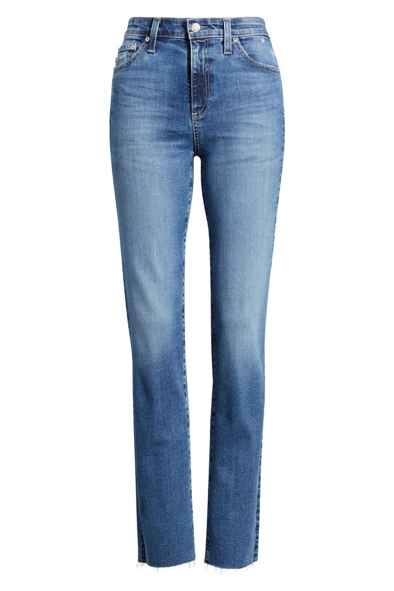 Mari Raw Hem High Waist Slim Straight Leg Jeans, Alternate, color, 13 YEARS DISCLOSURE