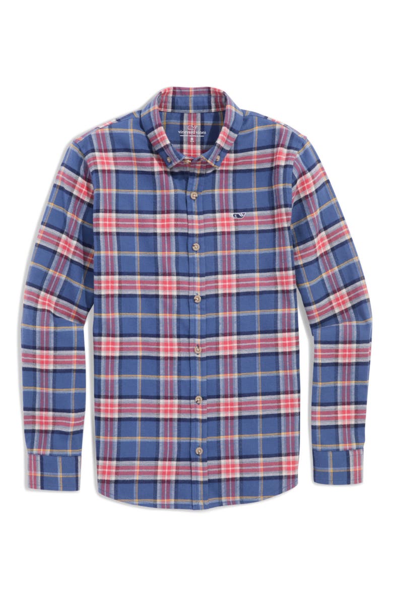 Kids' Plaid Cotton Flannel Button-Down Shirt, Main, color, MOONSHINE PLAID