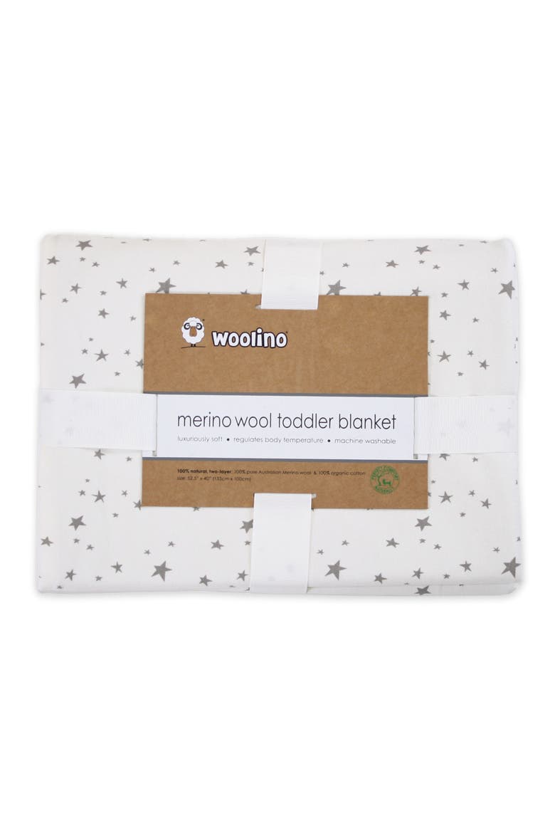 4 Season Organic Cotton & Merino Wool Toddler Blanket, Alternate, color, GRAY STARS