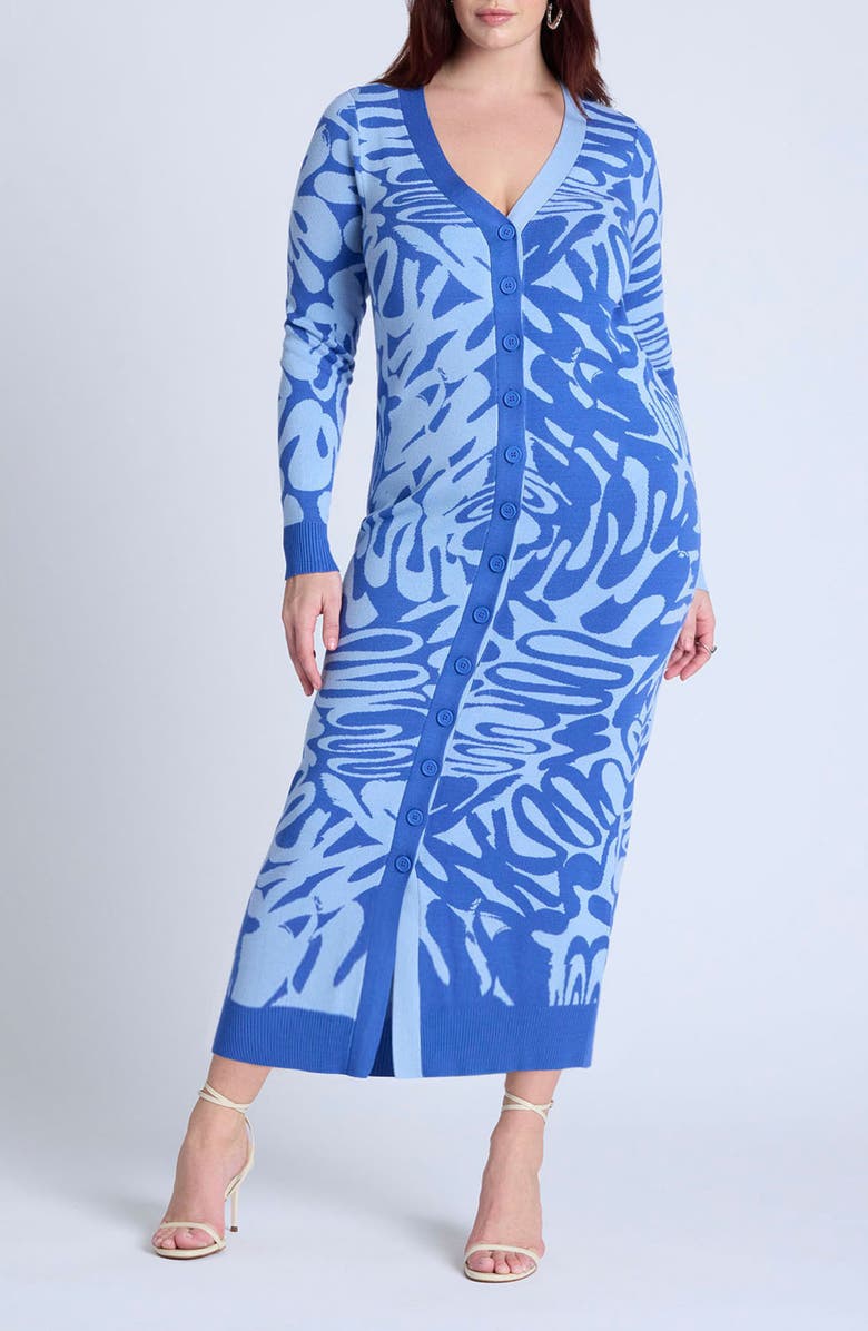 ELOQUII Intarsia Two-Tone Sweater Dress, Main, color,