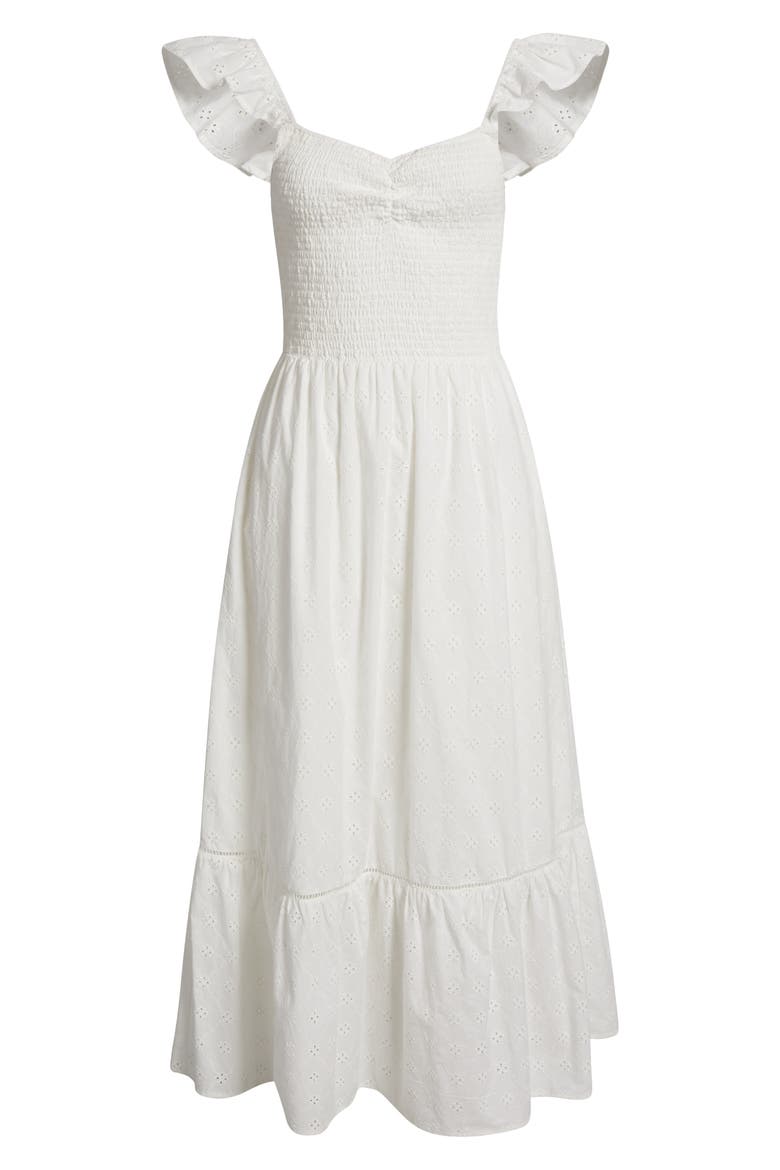 La Luna Smocked Maxi Dress, Alternate, color, WHITE