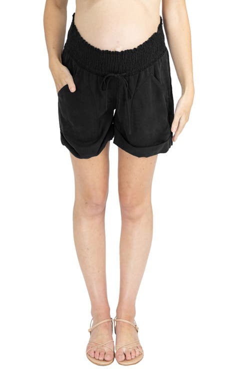 Smocked Waist Tencel® Maternity Shorts
