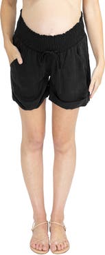 Angel Maternity Smocked Waist Tencel® Maternity Shorts