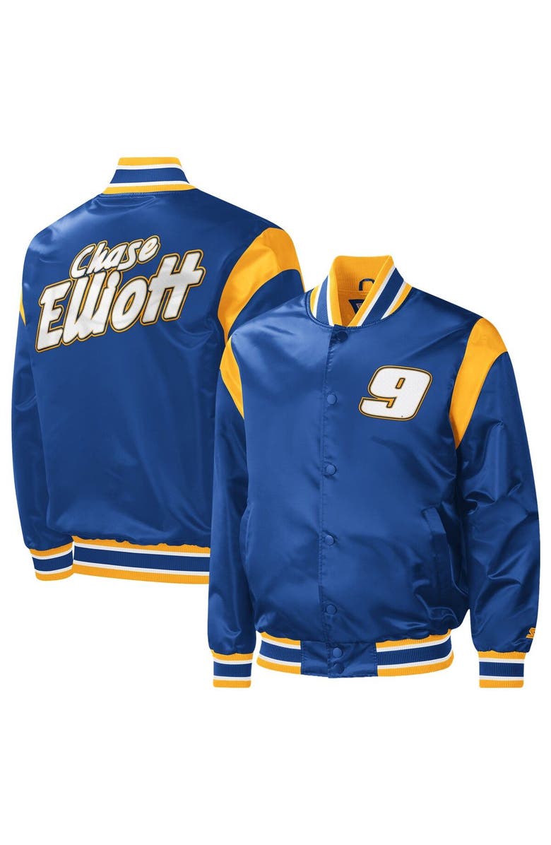 STARTER Men's Starter Royal Chase Elliott Force Play Full-Snap Varsity Jacket, Main, color, Royal