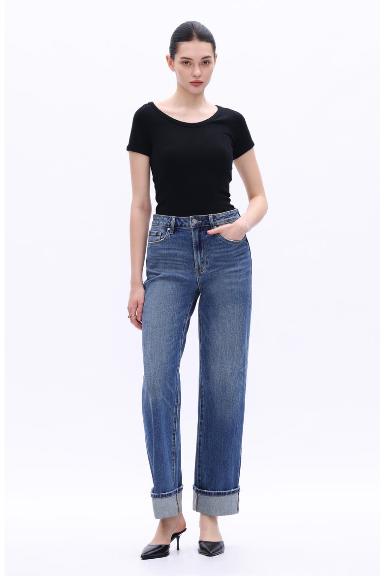 High Waist Relaxed Straight Leg Jeans, Alternate, color, RETRO MEDIUM BLUE