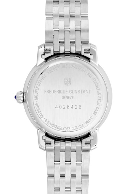 Frederique Constant Women's Swiss Slimline Diamond (5/8 Ct. T.w.) Stainless Steel Bracelet Watch 30mm In Silverone/pink