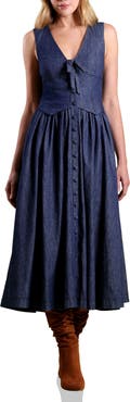Avec Les Filles Denim Twofer Cotton Dress