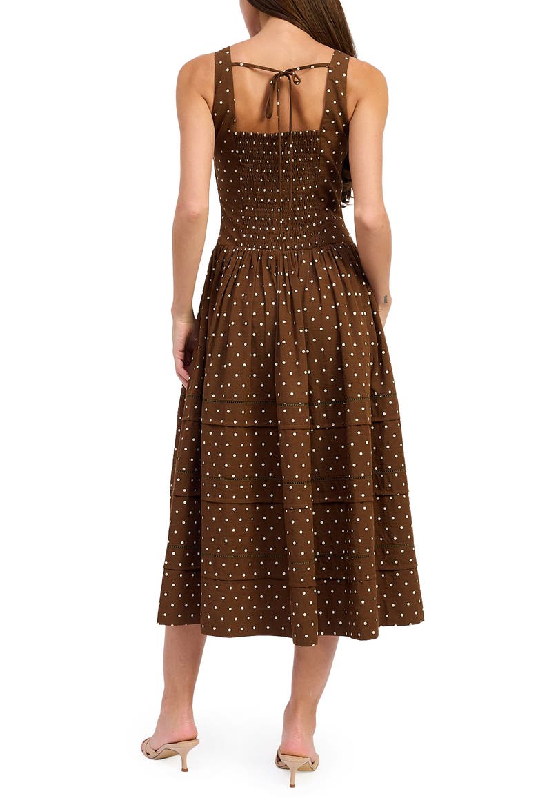 Stella Polka Dot Midi Dress, Alternate, color, BROWN IVORY