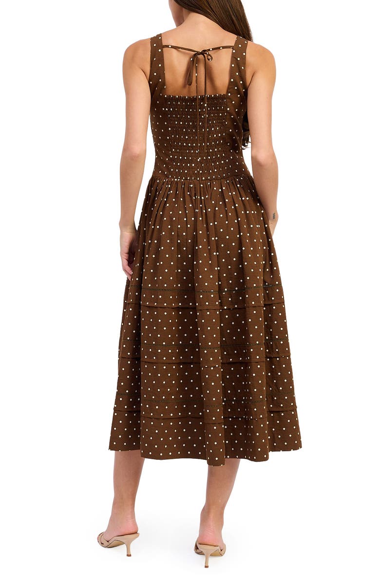 En Saison Stella Polka Dot Midi Dress, Alternate, color, Brown Ivory