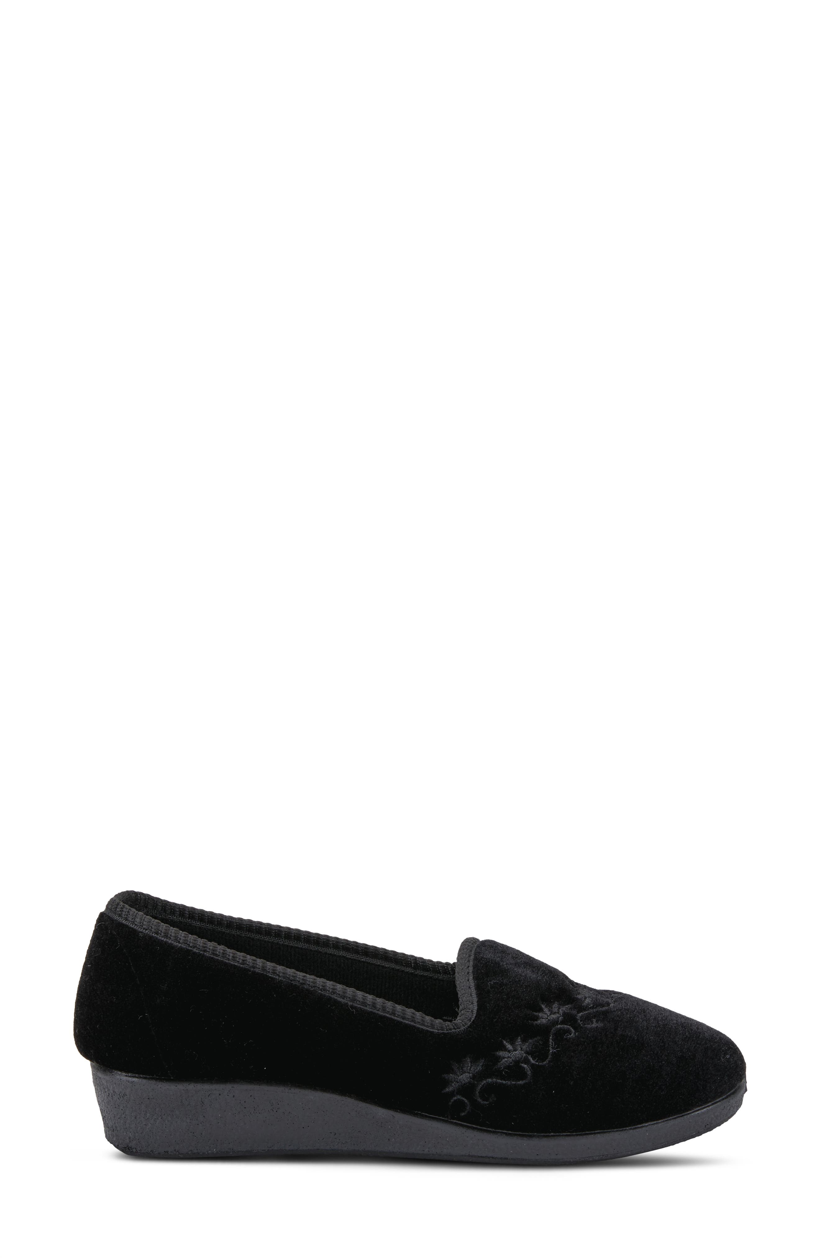 Flexus by Spring Step Jolly Velvet Slipper, Alternate, color, Black