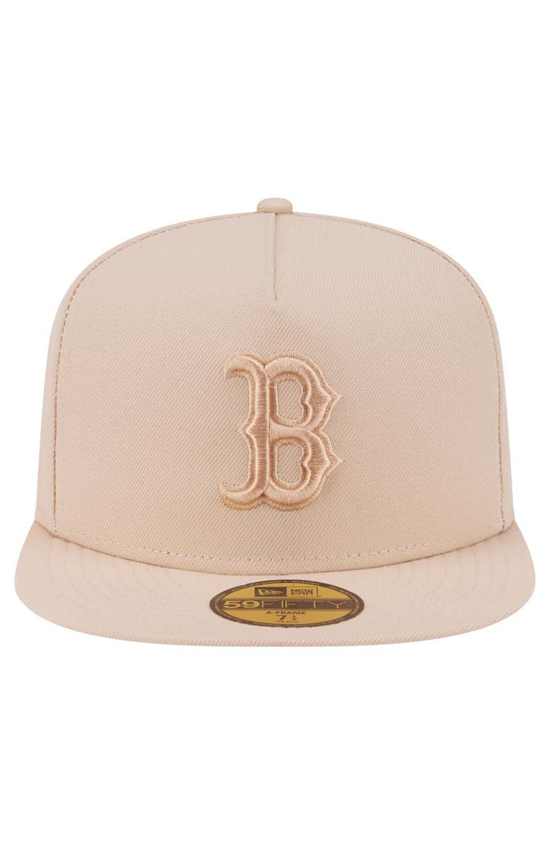New Era Men's New Era Light Beige Boston Red Sox Color Pack A-Frame 59FIFTY Fitted Hat, Alternate, color,